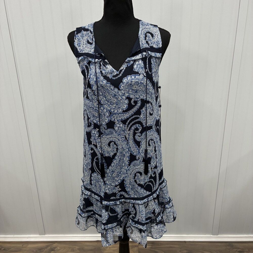 NWT Tommy Hilfiger Women's Size 2 Blue Paisley Sleeveless Shift Dress Classic